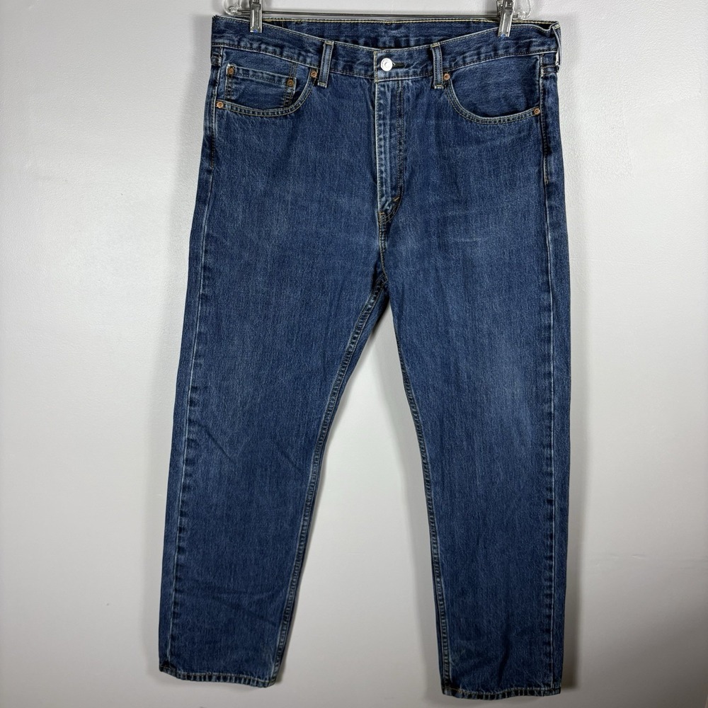 Levis 505 Men's 38x31 Blue 100% Cotton Straight Leg Dark‎ Wash Denim Jeans